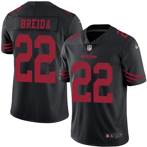 Nike 49ers #22 Matt Breida Black Youth Stitched NFL Limited Rush Jersey - Click Image to Close